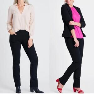 Betabrand Straight Leg 7 Pocket Dress Pant Black Yoga Trousers Work Size SP